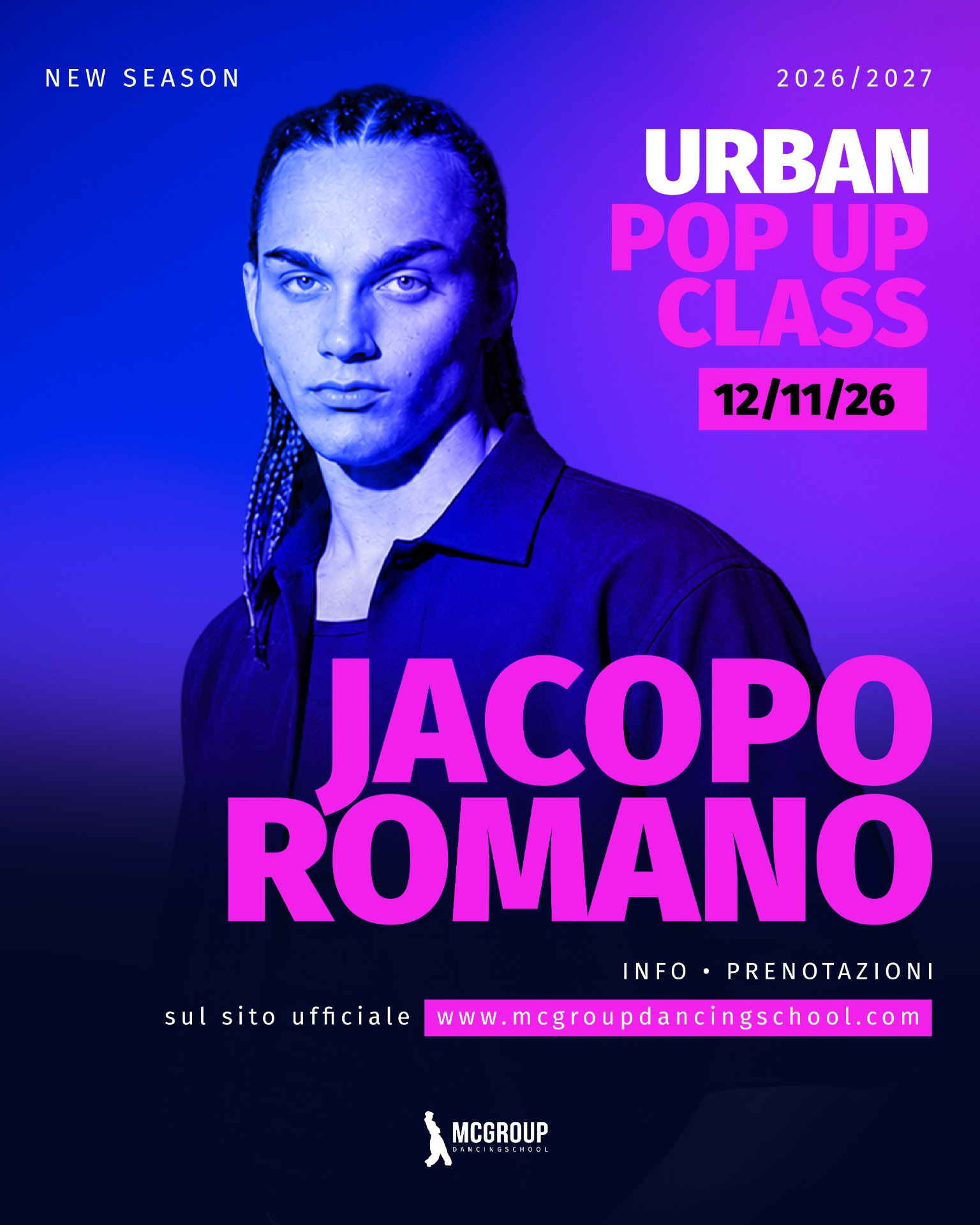 Jacopo Romano “MC Group Urban Pop Up Class” 29/10/2026 a Mariano Comense nel cuore della Brianza a pochi km da Milano e Como